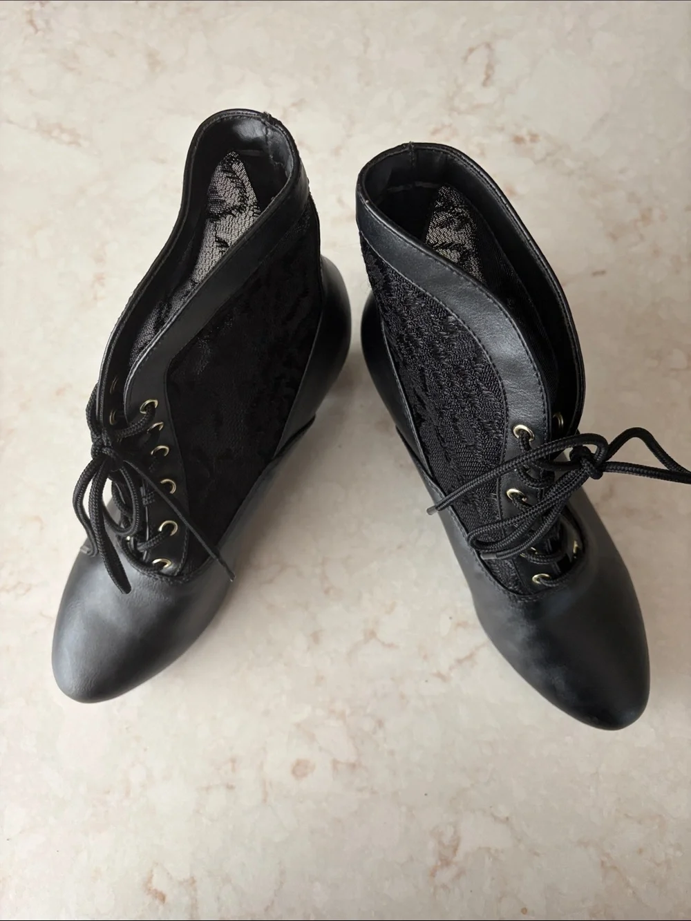 Funtasma Victorian Whimsigoth Steampunk Lace Ankle Boots Faux Leather Size 7